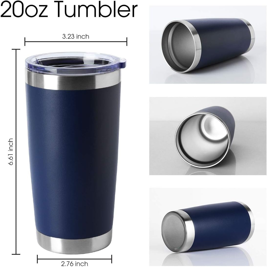 20oz Stainless Steel Tumblers Bulk, Insulated Travel Cup with Lid, Double Wall Vacuum Coffee Mug for Cold & Hot Drinks 1 Pack, Orange