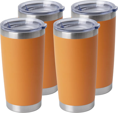 20oz Stainless Steel Tumblers Bulk, Insulated Travel Cup with Lid, Double Wall Vacuum Coffee Mug for Cold & Hot Drinks 1 Pack, Orange