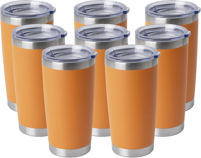 20oz Stainless Steel Tumblers Bulk, Insulated Travel Cup with Lid, Double Wall Vacuum Coffee Mug for Cold & Hot Drinks 1 Pack, Orange
