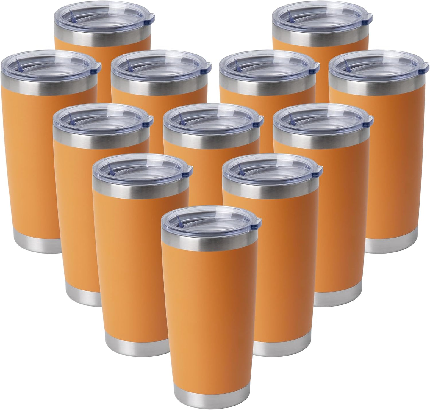 20oz Stainless Steel Tumblers Bulk, Insulated Travel Cup with Lid, Double Wall Vacuum Coffee Mug for Cold & Hot Drinks 1 Pack, Orange