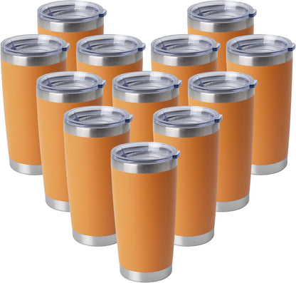 20oz Stainless Steel Tumblers Bulk, Insulated Travel Cup with Lid, Double Wall Vacuum Coffee Mug for Cold & Hot Drinks 1 Pack, Orange