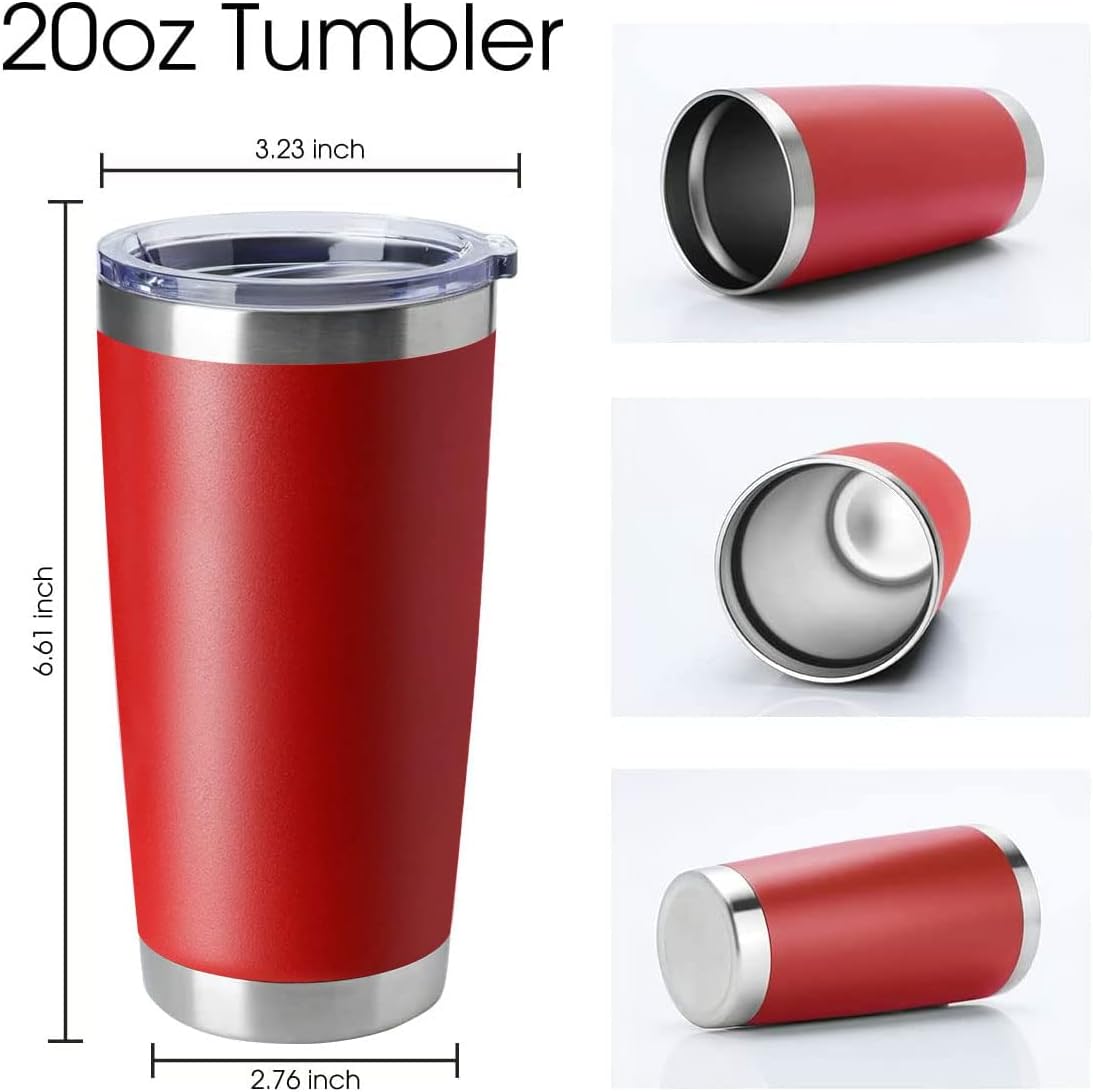 20oz Stainless Steel Tumblers Bulk, Insulated Travel Cup with Lid, Double Wall Vacuum Coffee Mug for Cold & Hot Drinks 1 Pack, Orange