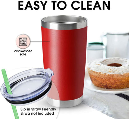 20oz Stainless Steel Tumblers Bulk, Insulated Travel Cup with Lid, Double Wall Vacuum Coffee Mug for Cold & Hot Drinks 1 Pack, Orange