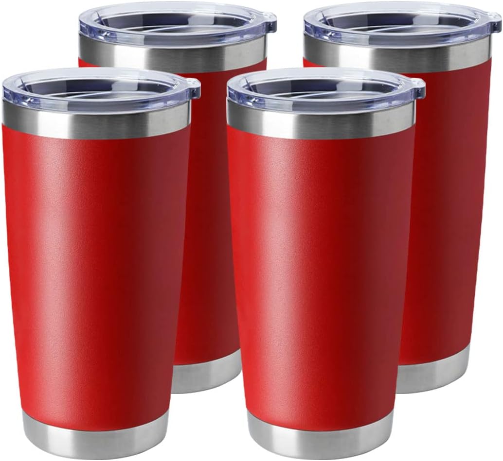 20oz Stainless Steel Tumblers Bulk, Insulated Travel Cup with Lid, Double Wall Vacuum Coffee Mug for Cold & Hot Drinks 1 Pack, Orange