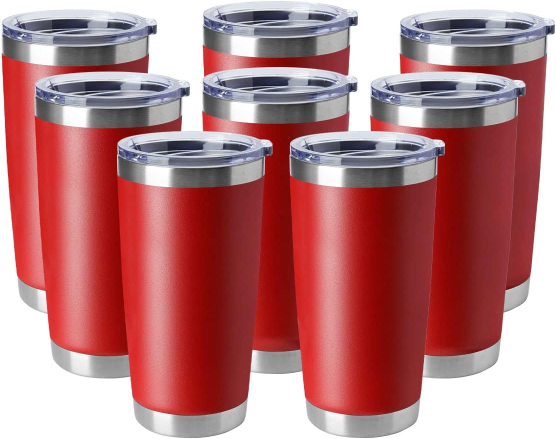 20oz Stainless Steel Tumblers Bulk, Insulated Travel Cup with Lid, Double Wall Vacuum Coffee Mug for Cold & Hot Drinks 1 Pack, Orange