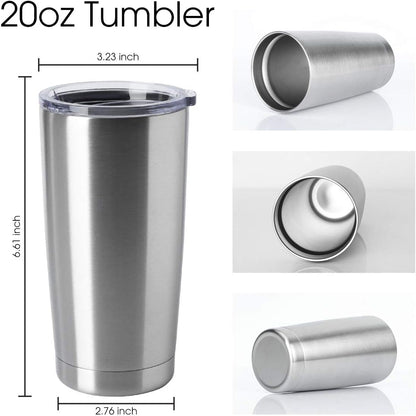 20oz Stainless Steel Tumblers Bulk, Insulated Travel Cup with Lid, Double Wall Vacuum Coffee Mug for Cold & Hot Drinks 1 Pack, Orange