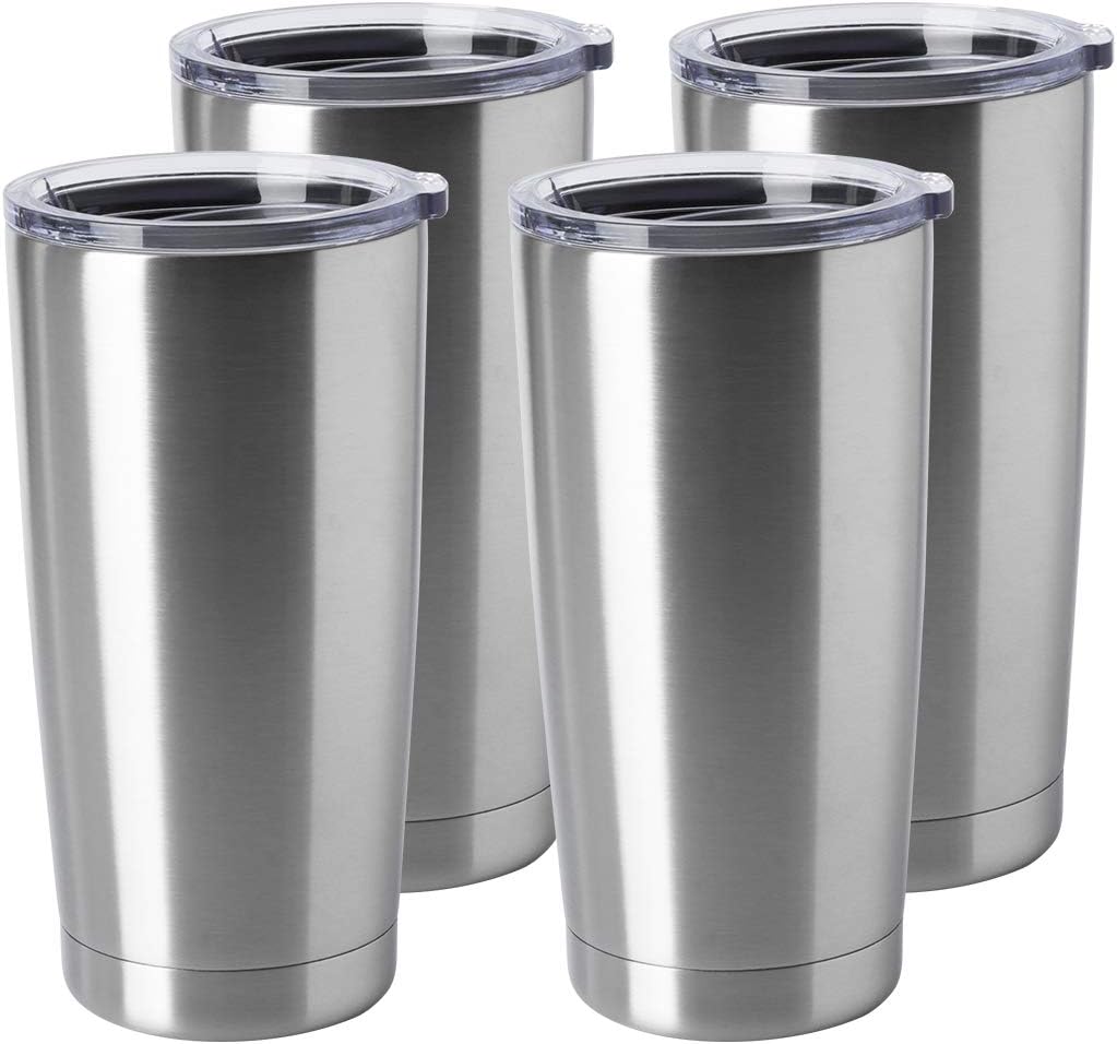 20oz Stainless Steel Tumblers Bulk, Insulated Travel Cup with Lid, Double Wall Vacuum Coffee Mug for Cold & Hot Drinks 1 Pack, Orange