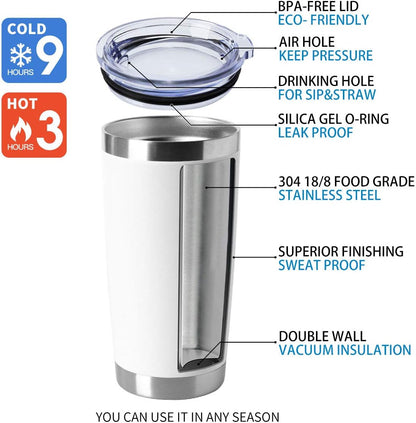 20oz Stainless Steel Tumblers Bulk, Insulated Travel Cup with Lid, Double Wall Vacuum Coffee Mug for Cold & Hot Drinks 1 Pack, Orange