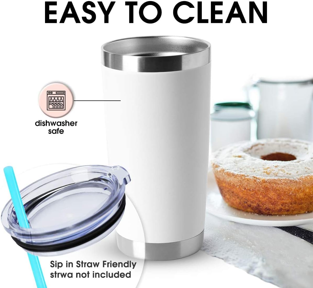 20oz Stainless Steel Tumblers Bulk, Insulated Travel Cup with Lid, Double Wall Vacuum Coffee Mug for Cold & Hot Drinks 1 Pack, Orange