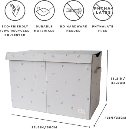 Recycled Fabric Toy Chest, Extra Large, With Lid, Gingham Beige