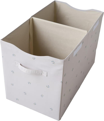 Recycled Fabric Toy Chest, Extra Large, With Lid, Gingham Beige