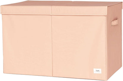 Recycled Fabric Toy Chest, Extra Large, With Lid, Gingham Beige
