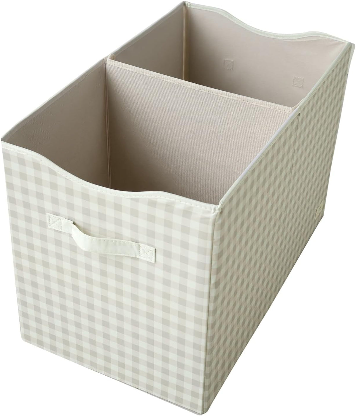 Recycled Fabric Toy Chest, Extra Large, With Lid, Gingham Beige