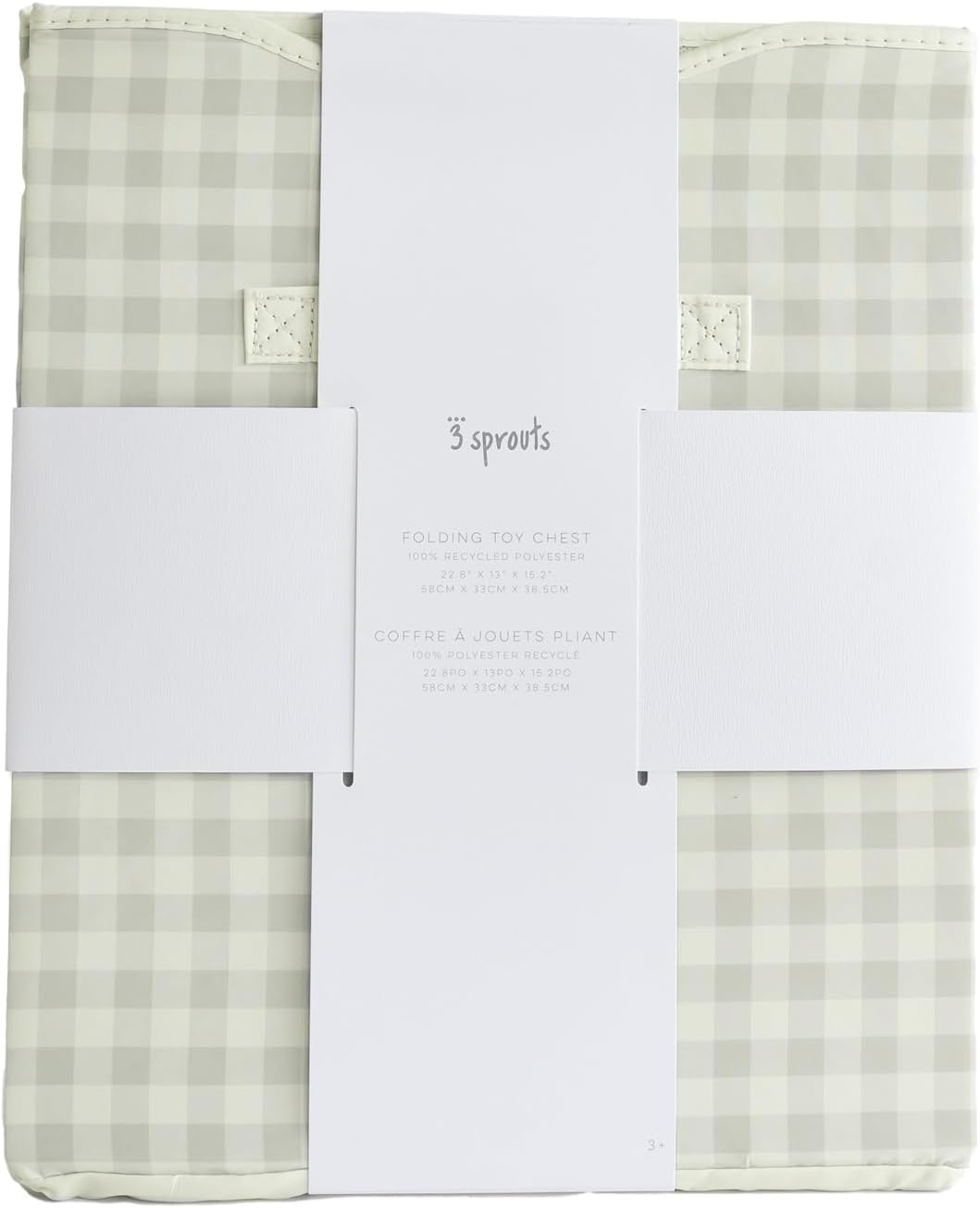 Recycled Fabric Toy Chest, Extra Large, With Lid, Gingham Beige