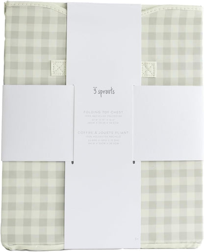 Recycled Fabric Toy Chest, Extra Large, With Lid, Gingham Beige