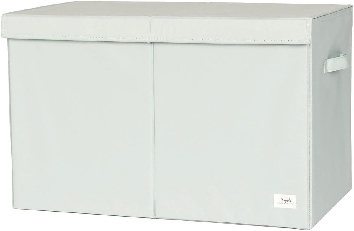 Recycled Fabric Toy Chest, Extra Large, With Lid, Gingham Beige