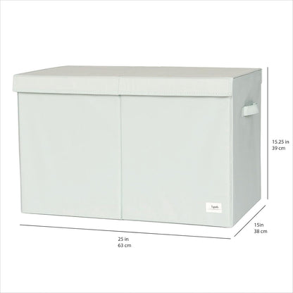 Recycled Fabric Toy Chest, Extra Large, With Lid, Gingham Beige