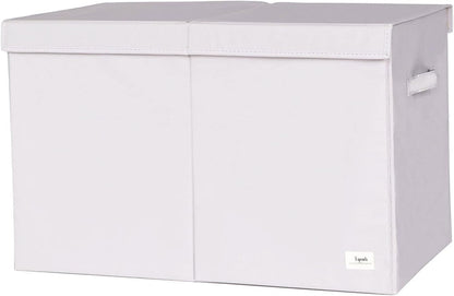 Recycled Fabric Toy Chest, Extra Large, With Lid, Gingham Beige