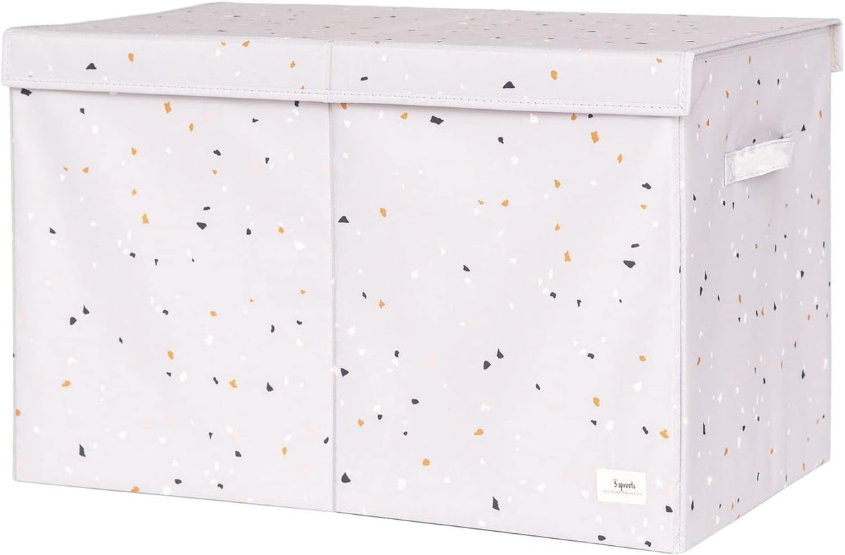 Recycled Fabric Toy Chest, Extra Large, With Lid, Gingham Beige