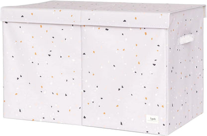 Recycled Fabric Toy Chest, Extra Large, With Lid, Gingham Beige