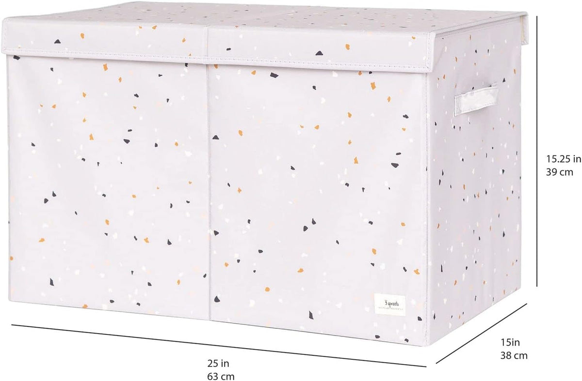 Recycled Fabric Toy Chest, Extra Large, With Lid, Gingham Beige