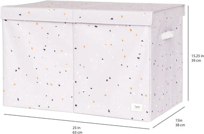 Recycled Fabric Toy Chest, Extra Large, With Lid, Gingham Beige