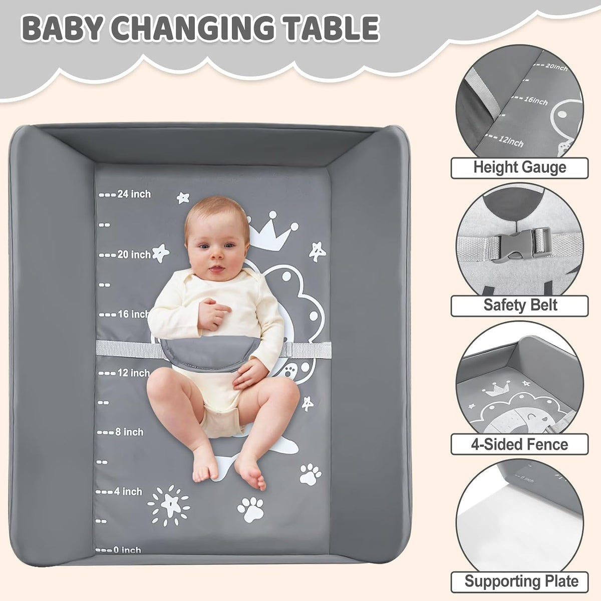 Baby Changing Table, Portable Folding Diaper Changing Station with Wheels