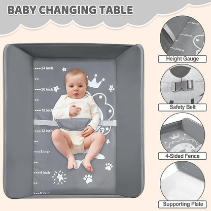 Baby Changing Table, Portable Folding Diaper Changing Station with Wheels