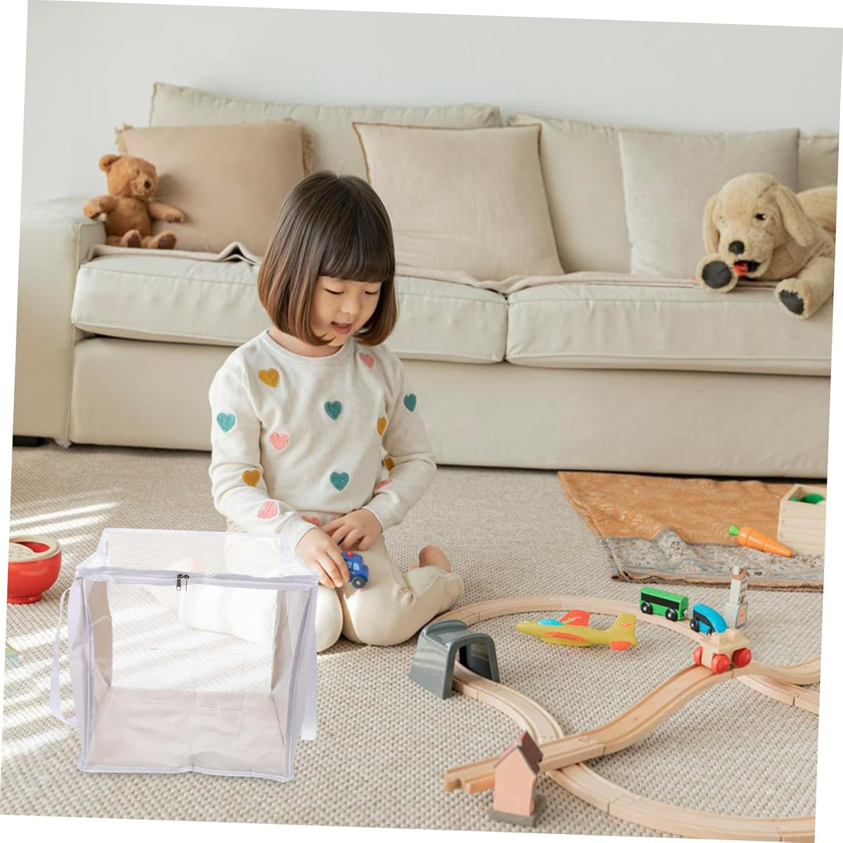 Playroom Toy Organizer 2 Large Pvc Toy Storage Bags Toy Boxes Zipper Efficient Storage for Boys and Girls