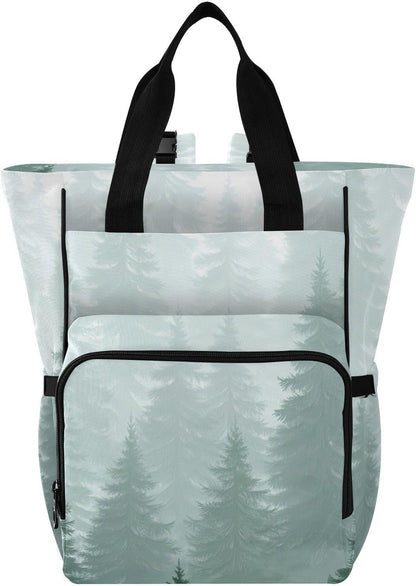 Diaper Bag Backpack, Multifunction Travel Bag for Moms Dads, Baby Changing Bag with Insulted Pockets, Stroller Straps and Side Bottle Pockets Misty Pine Pattern