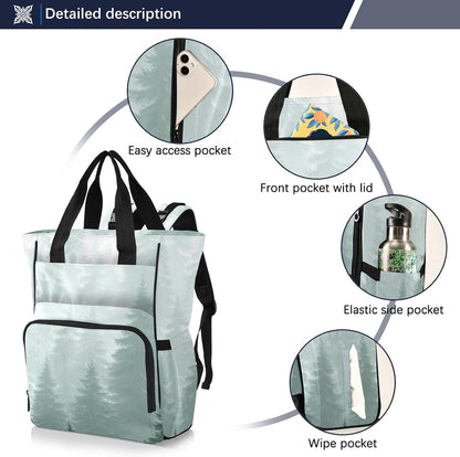 Diaper Bag Backpack, Multifunction Travel Bag for Moms Dads, Baby Changing Bag with Insulted Pockets, Stroller Straps and Side Bottle Pockets Misty Pine Pattern
