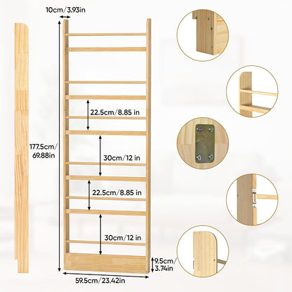 6 Tier Behind The Door Bookshelf, Space Saving Behind The Door Bookcase Wooden Kids Wall Bookcase for Bedroom Living Room Playroom (White)