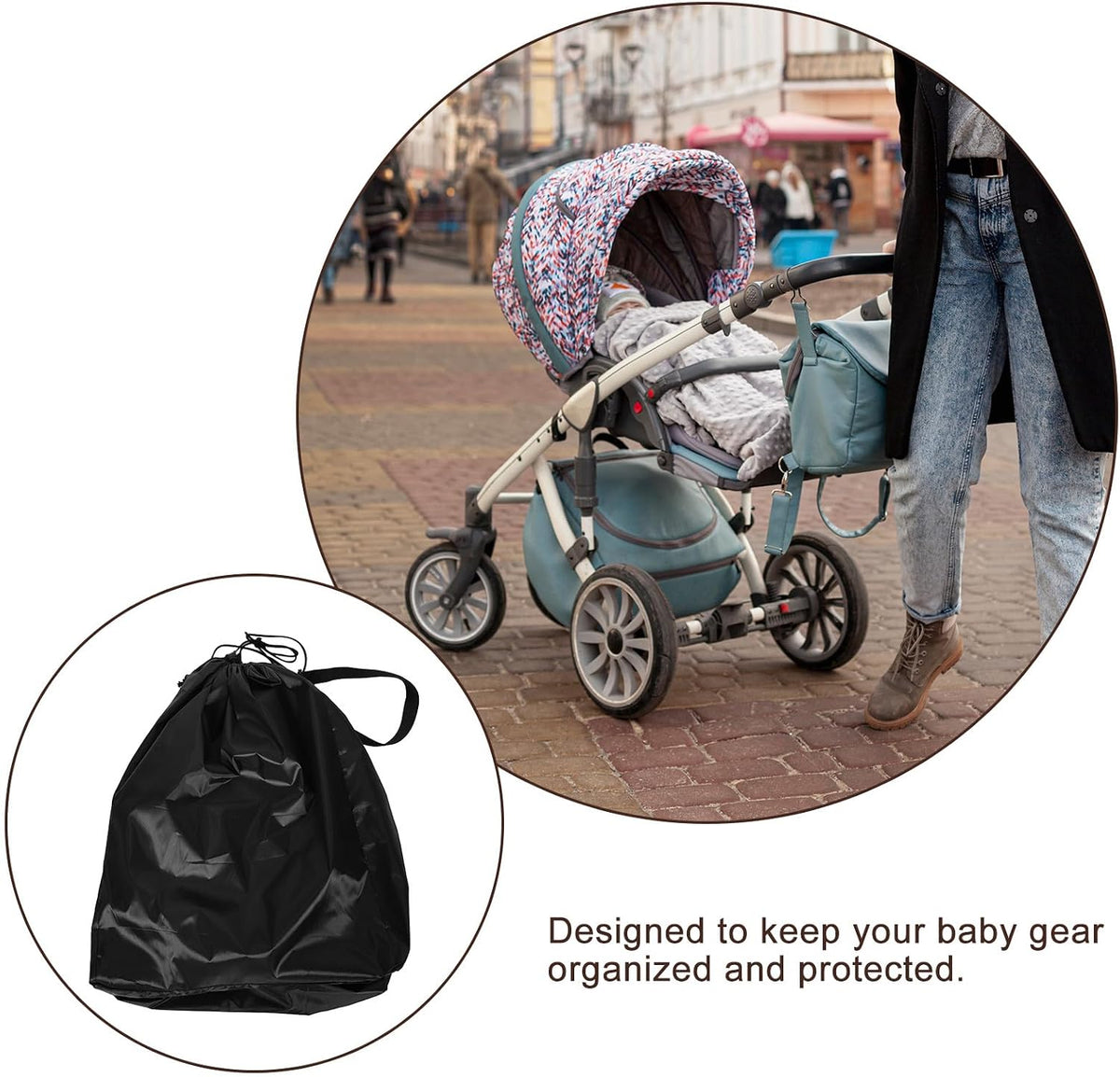 Universal Large Stroller Carry Bag with Shoulder Strap Gate Check Stroller Bag for Airplane Use 117x58x40 Cm