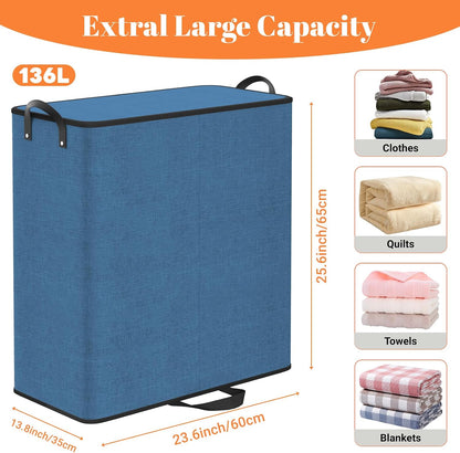 136L 2 Section Laundry Hamper with Lid, Laundry Basket, Gray