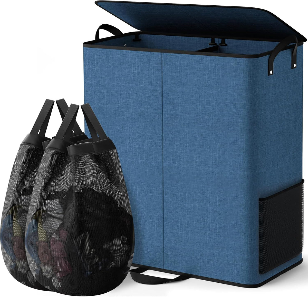 136L 2 Section Laundry Hamper with Lid, Laundry Basket, Gray