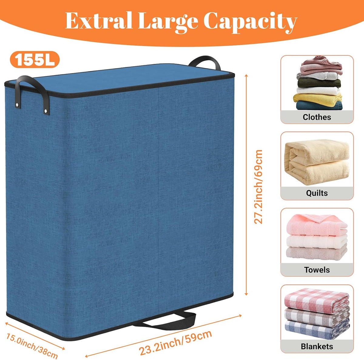136L 2 Section Laundry Hamper with Lid, Laundry Basket, Gray