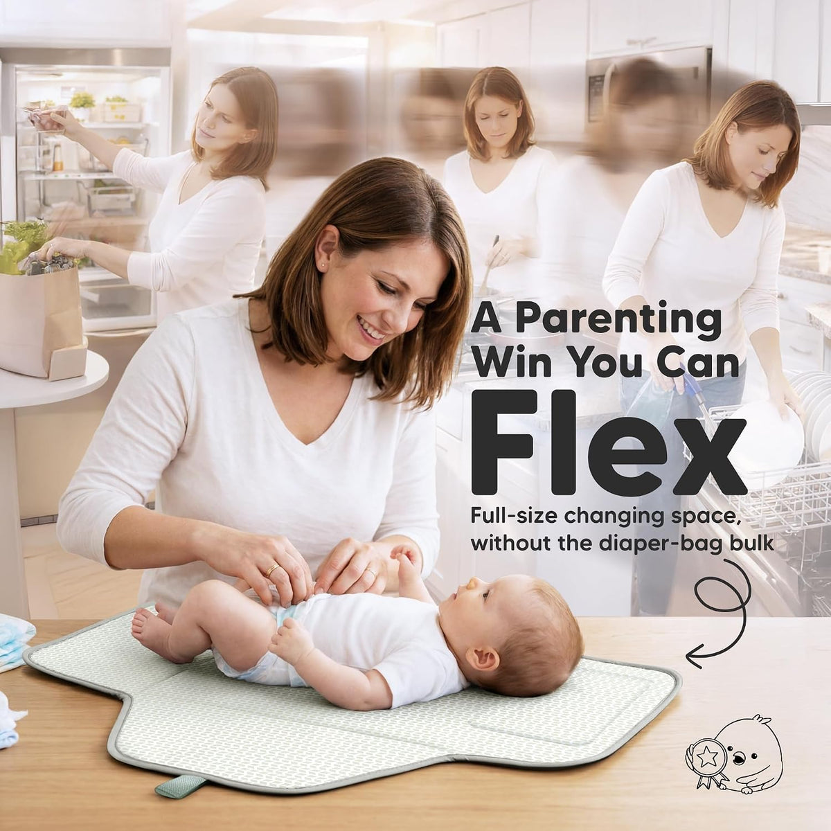 Portable Changing Pad for Baby, Travel Large 26x21 (Classic Gray)