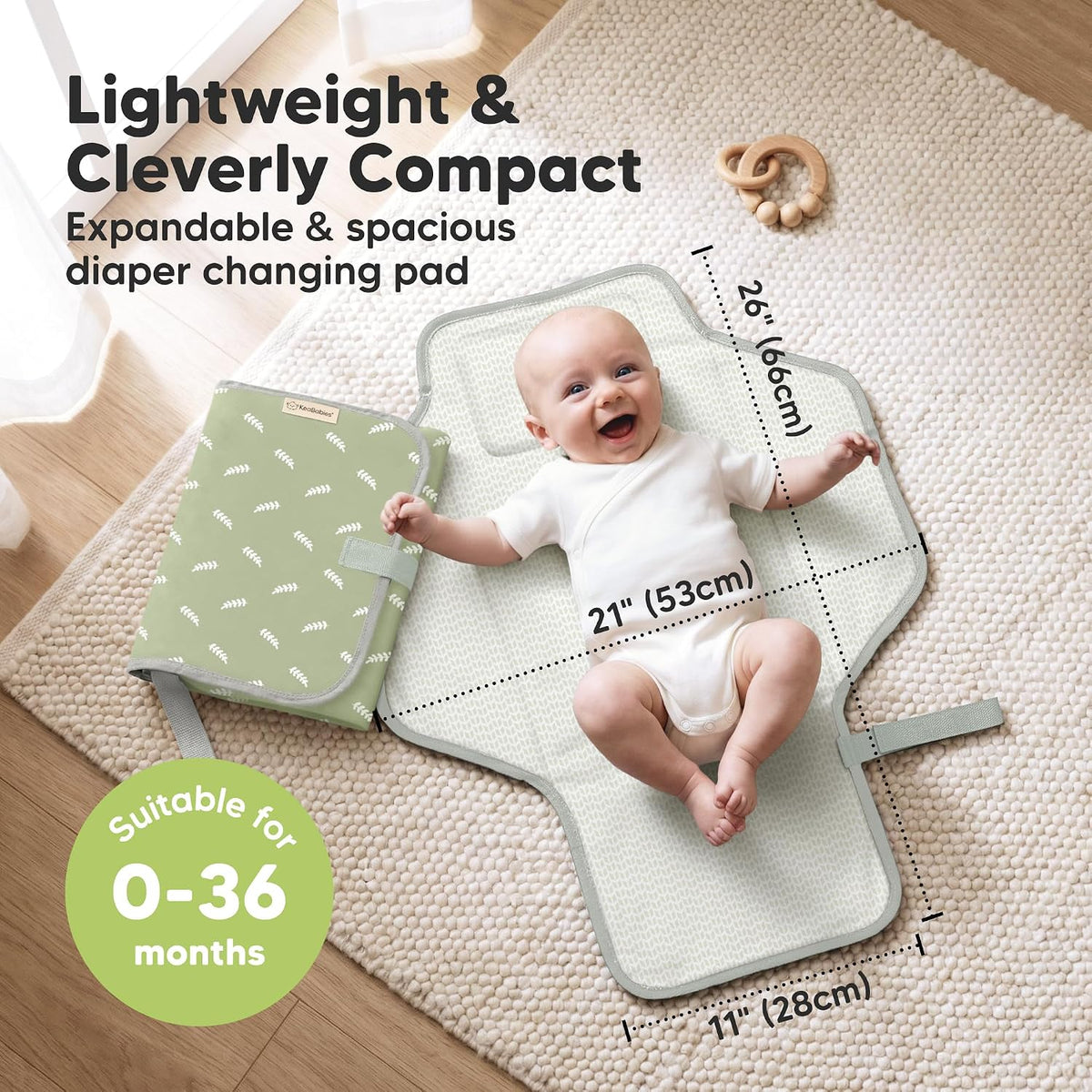 Portable Changing Pad for Baby, Travel Large 26x21 (Classic Gray)