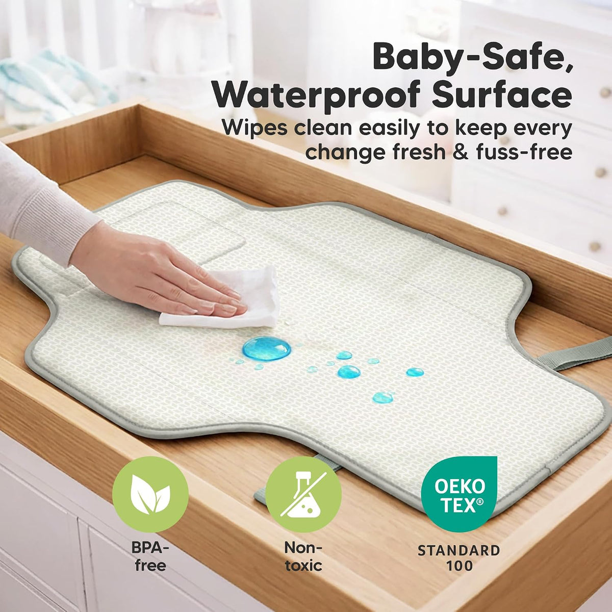 Portable Changing Pad for Baby, Travel Large 26x21 (Classic Gray)