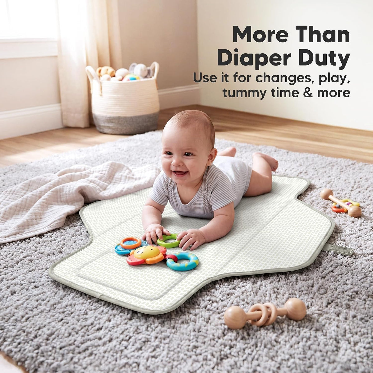 Portable Changing Pad for Baby, Travel Large 26x21 (Classic Gray)