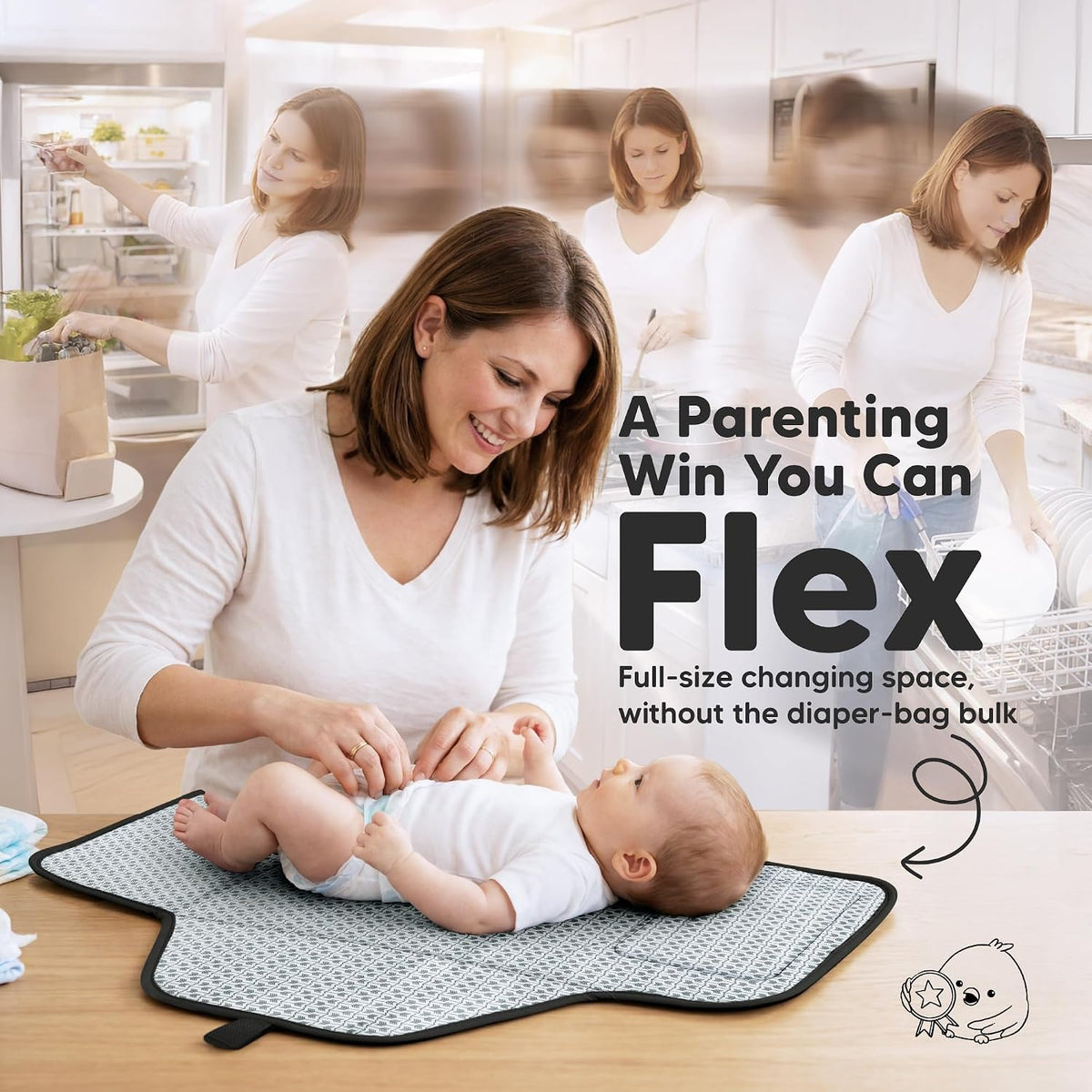 Portable Changing Pad for Baby, Travel Large 26x21 (Classic Gray)