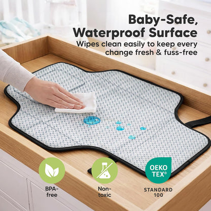 Portable Changing Pad for Baby, Travel Large 26x21 (Classic Gray)