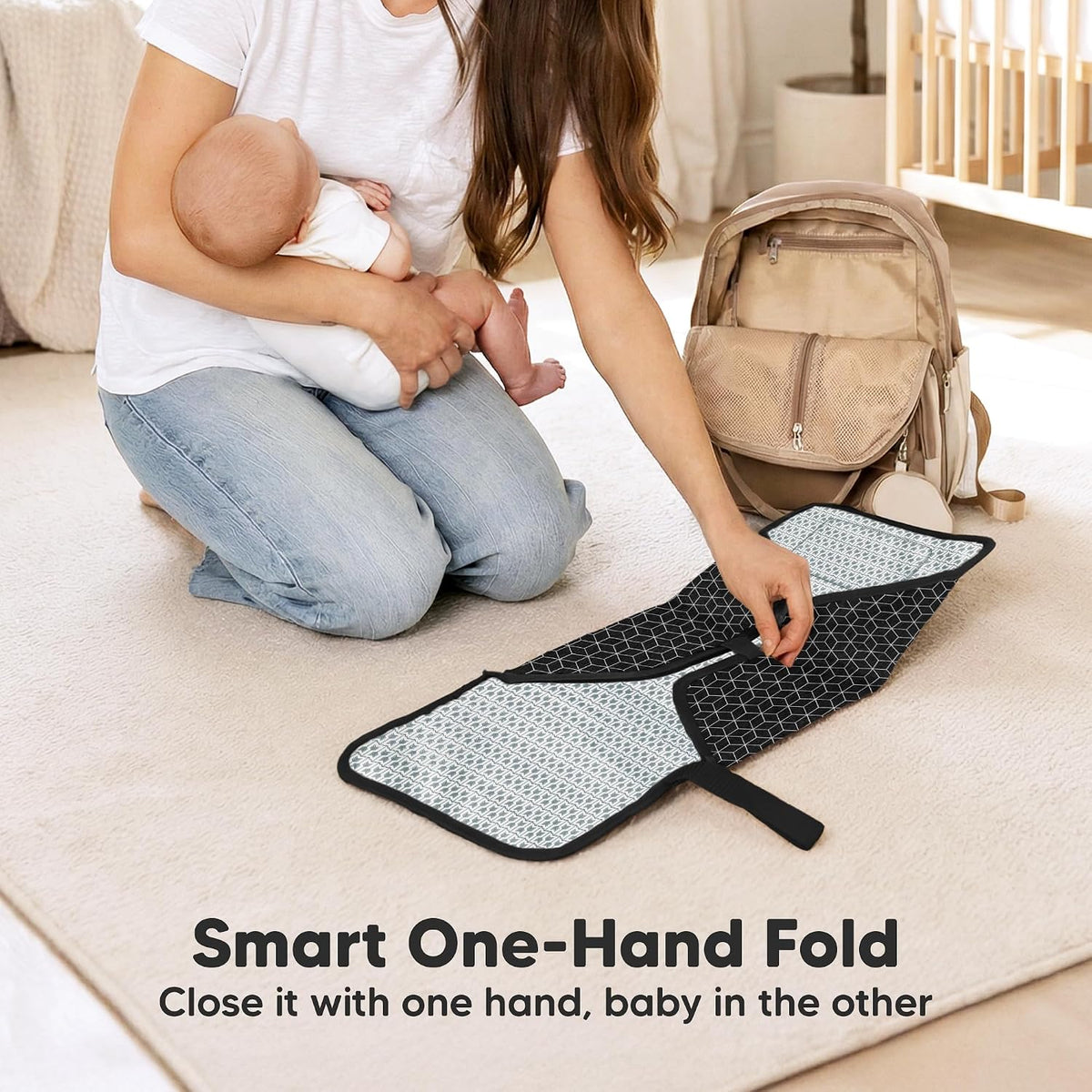 Portable Changing Pad for Baby, Travel Large 26x21 (Classic Gray)