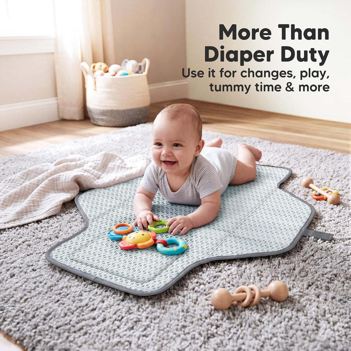 Portable Changing Pad for Baby, Travel Large 26x21 (Classic Gray)