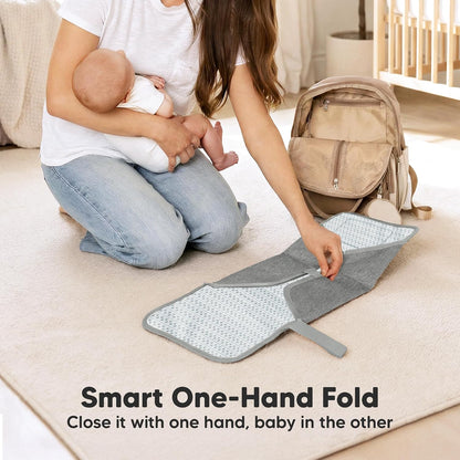 Portable Changing Pad for Baby, Travel Large 26x21 (Classic Gray)