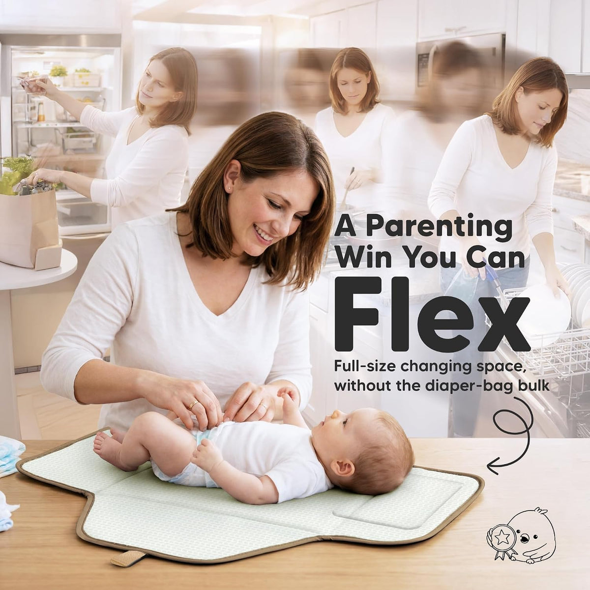 Portable Changing Pad for Baby, Travel Large 26x21 (Classic Gray)