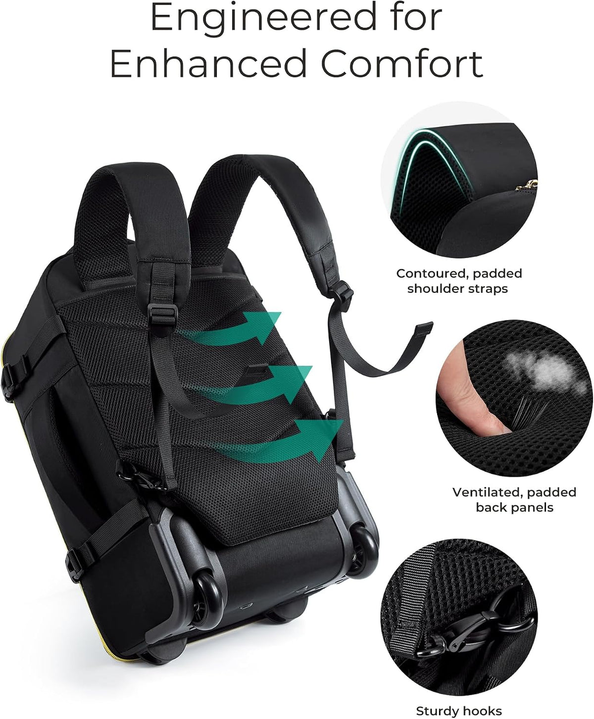 Rolling Backpack for Women, Wheeled Backpack with Packing Cube, Travel Back pack with Wheels, Carry On Suitcase Bag 17 Inch Large Roller Daypack, Champagne