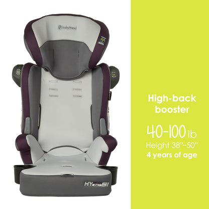 Hybrid SI 3-in-1 Combination Booster Seat, Dash Plum – Side-Impact Protection, 3-Stage Growth Design, Adjustable Headrest, Cushioned Comfort