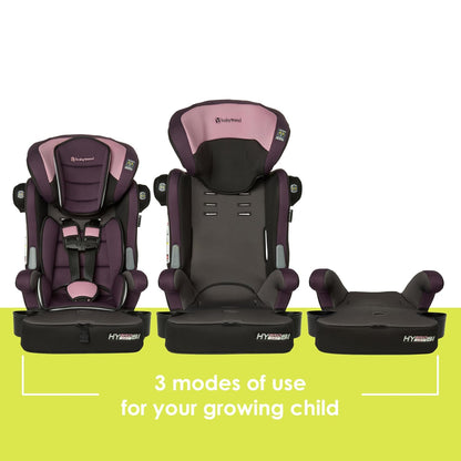 Hybrid SI 3-in-1 Combination Booster Seat, Dash Plum – Side-Impact Protection, 3-Stage Growth Design, Adjustable Headrest, Cushioned Comfort