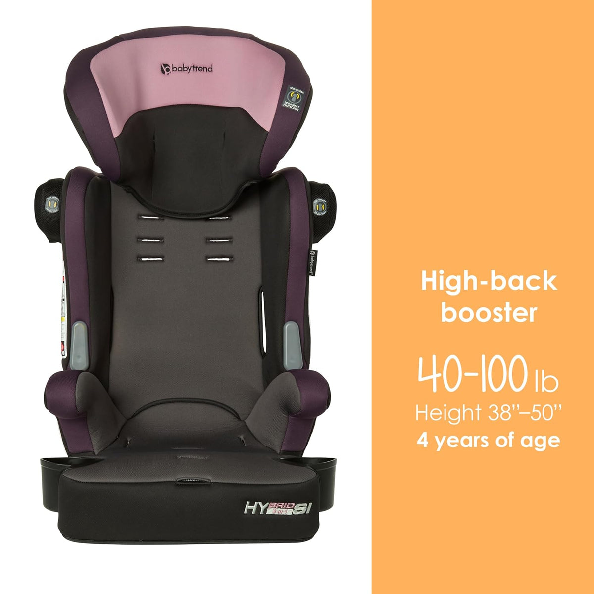 Hybrid SI 3-in-1 Combination Booster Seat, Dash Plum – Side-Impact Protection, 3-Stage Growth Design, Adjustable Headrest, Cushioned Comfort